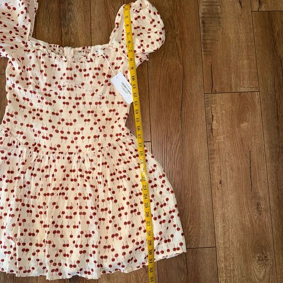 NWT Reformation x Anthropologie Womens Cherry Davonne Mini Dress Cream Sz 8 - Picture 15 of 16